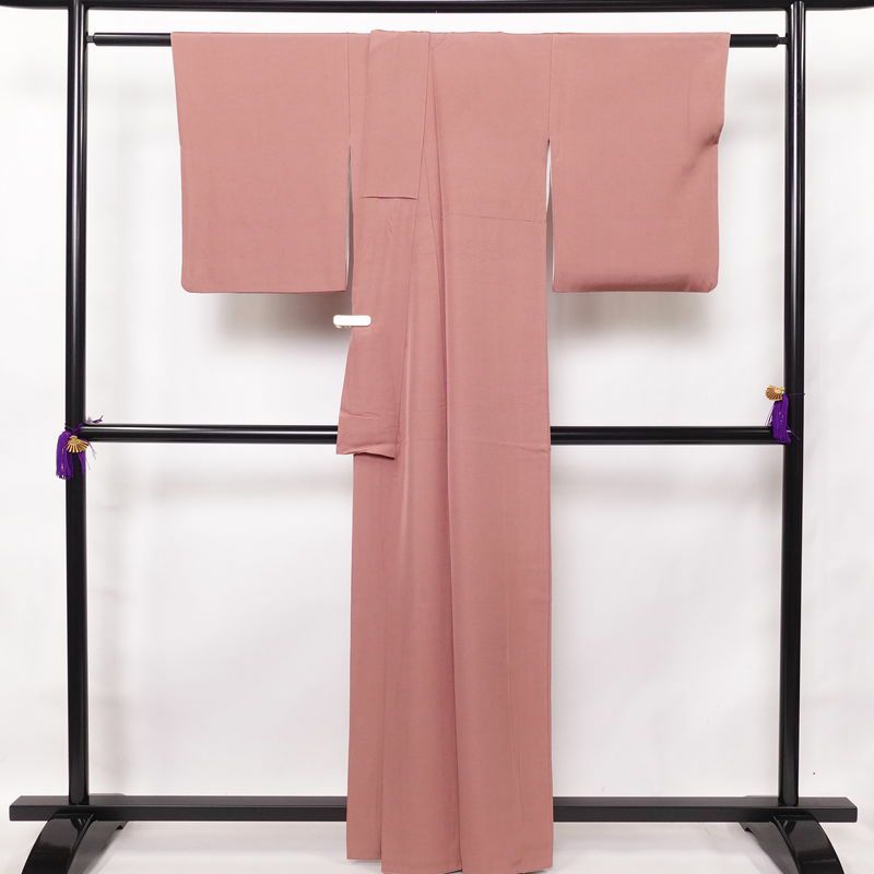 小紋 一つ紋付き 鮫小紋 正絹 古典柄 袷仕立て 身丈160.5cm 裄丈67cm 着物 ピンク_画像2