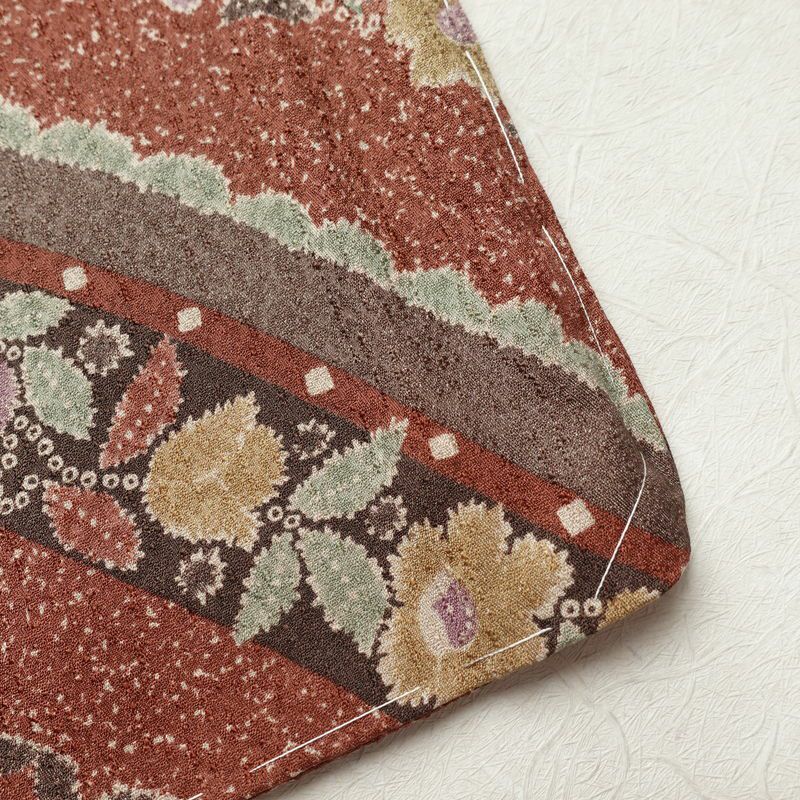 小紋 美品 正絹 花柄 袷仕立て 身丈166cm 裄丈67.5cm 一部しつけ糸付き 小豆・エンジ_画像14