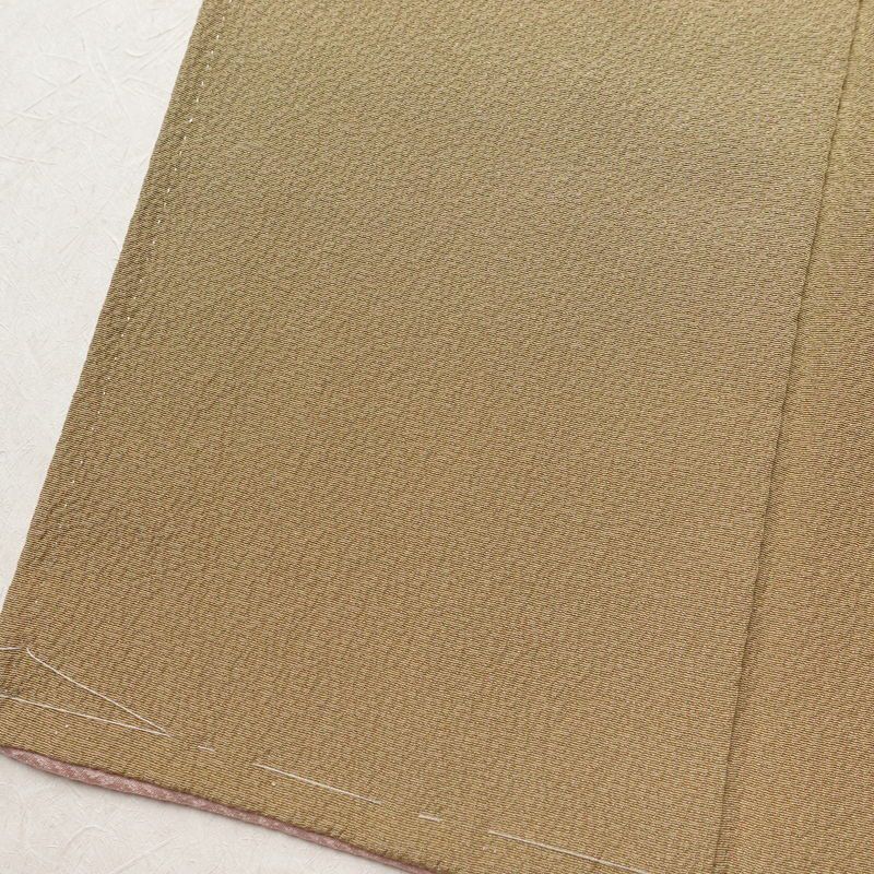 付け下げ 美品 しつけ糸付き 縮緬 正絹 風景柄 袷仕立て 身丈162cm 裄丈67cm 箔 附下 ピンク_画像11