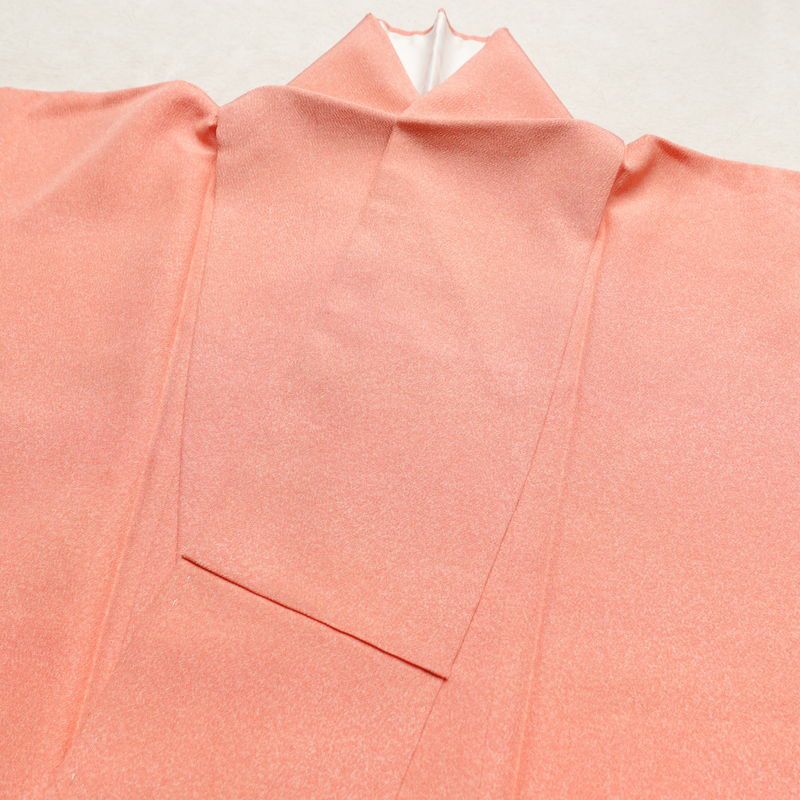 色無地 良品 しつけ糸付き 縮緬 正絹 その他の柄 袷仕立て 身丈158.5cm 裄丈64.5cm ピンク_画像16