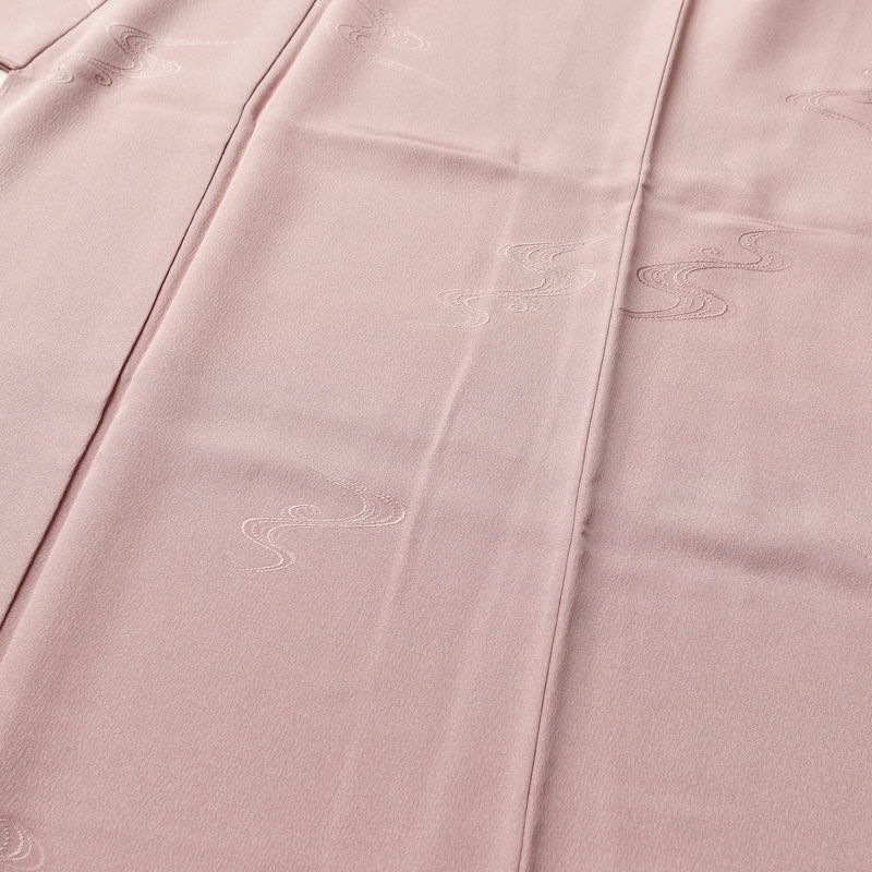 色無地 良品 しつけ糸付き 一つ紋付き 正絹 流水・波柄 袷仕立て 身丈159cm 裄丈65.5cm ピンク_画像5