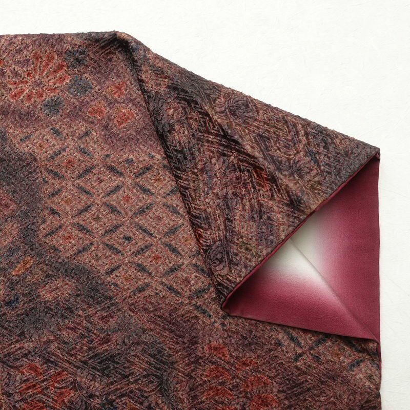 小紋 絞り 正絹 古典柄 袷仕立て 身丈159cm 裄丈66.5cm 小紋着物 紫・藤色_画像10