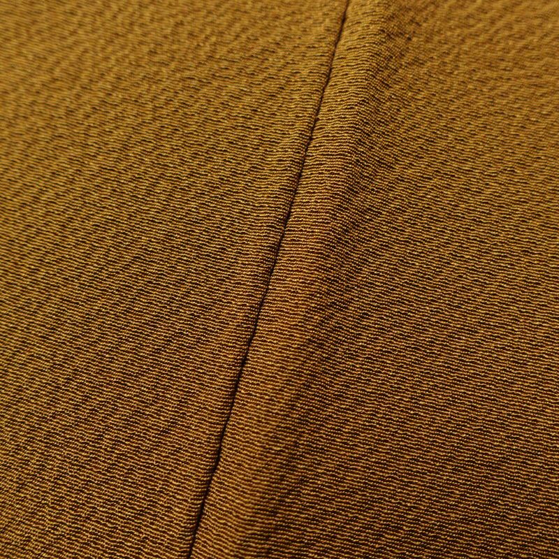 付け下げ 落款入り 辻村寿三郎 ジュサブロー 縮緬 正絹 花柄 袷仕立て 身丈154cm 裄丈63cm 附下 着物 茶_画像8