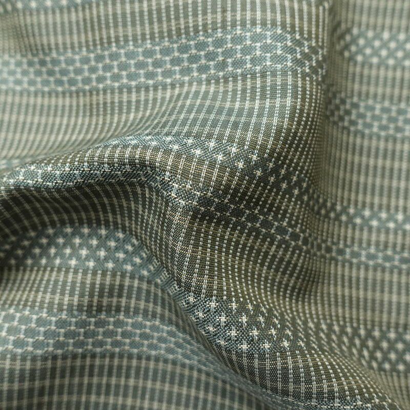 紬 アンティーク風 正絹 縞柄・線柄 袷仕立て 身丈152cm 裄丈64.5cm 緑・うぐいす色_画像20