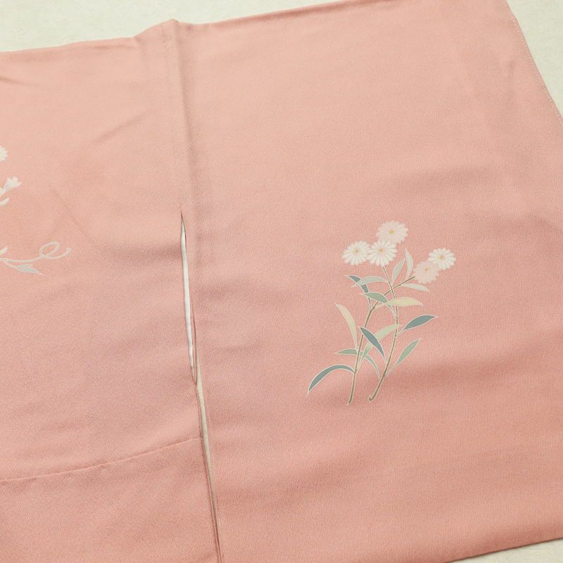 訪問着 正絹 木の葉・植物柄 袷仕立て 身丈163cm 裄丈67cm ピンク_画像13