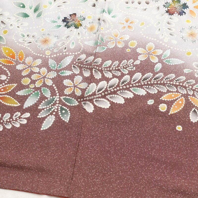 訪問着 良品 絞り 正絹 花柄 袷仕立て 身丈159cm 裄丈68cm 箔 金彩 赤・朱_画像12