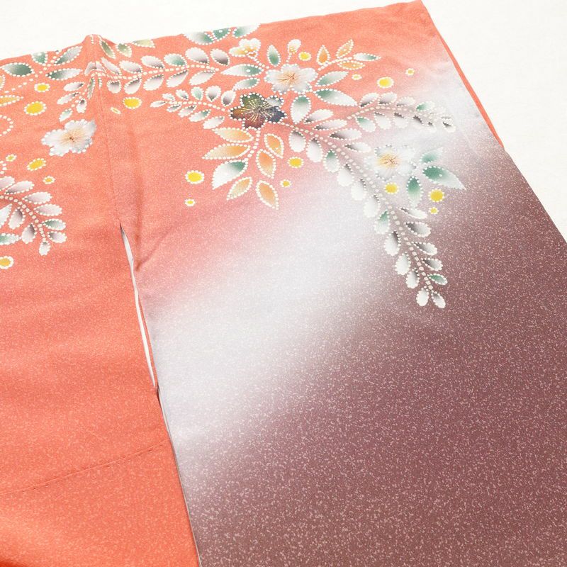 訪問着 良品 絞り 正絹 花柄 袷仕立て 身丈159cm 裄丈68cm 箔 金彩 赤・朱_画像13