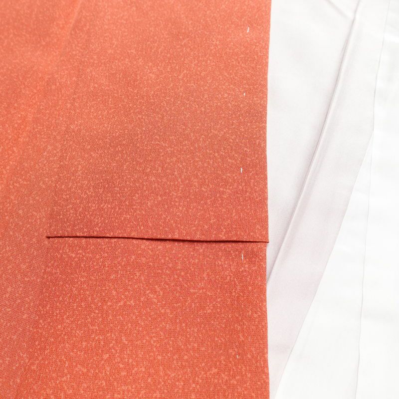 訪問着 良品 絞り 正絹 花柄 袷仕立て 身丈159cm 裄丈68cm 箔 金彩 赤・朱_画像17