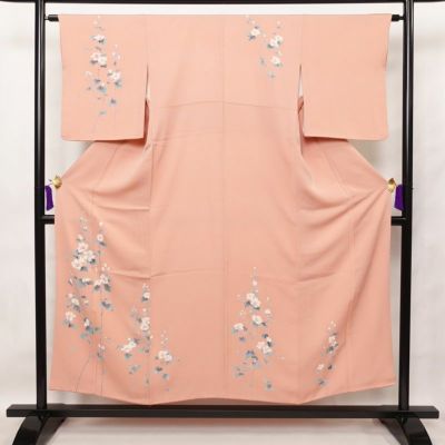 訪問着 正絹 花柄 袷仕立て 身丈152cm 裄丈63cm ピンク | S(肩裄