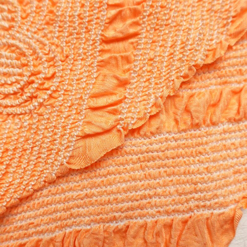 帯揚げ 絞り 正絹 花柄 橙_画像2