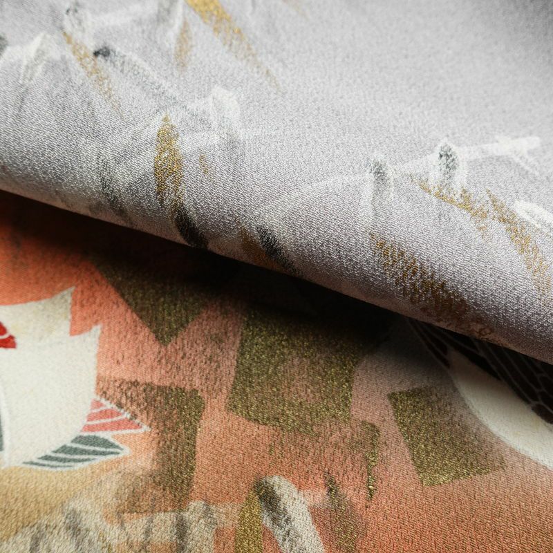 付け下げ 良品 しつけ糸付き 正絹 人物・動物柄 袷仕立て 身丈162.5cm 裄丈65cm 箔 紫・藤色_画像20