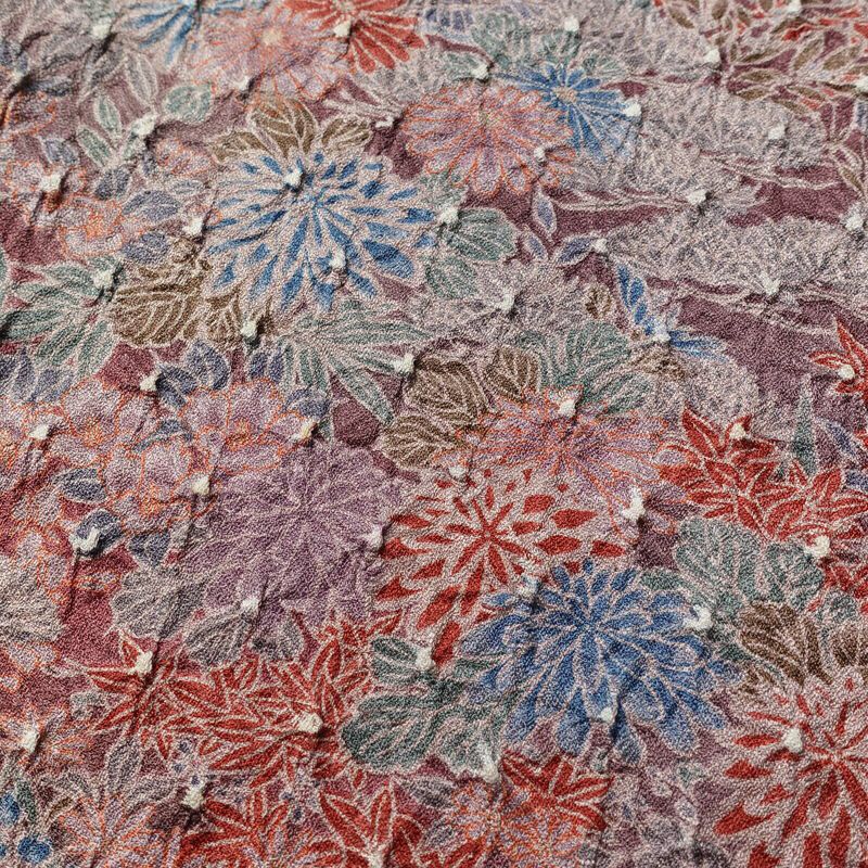 小紋 絞り 正絹 花柄 袷仕立て 身丈153cm 裄丈63.5cm 小豆・エンジ_画像6