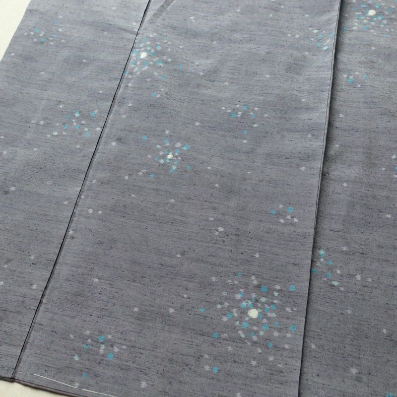 紬 良品 しつけ糸付き 正絹 幾何学柄・抽象柄 袷仕立て 身丈166cm 裄丈65cm 紫・藤色_画像4