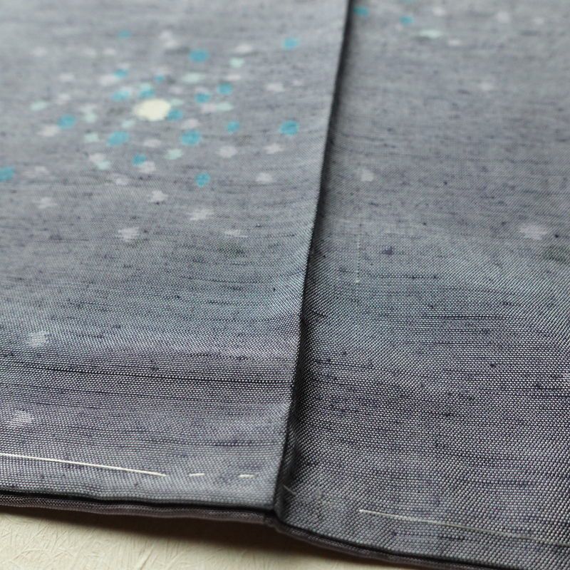 紬 良品 しつけ糸付き 正絹 幾何学柄・抽象柄 袷仕立て 身丈166cm 裄丈65cm 紫・藤色_画像10