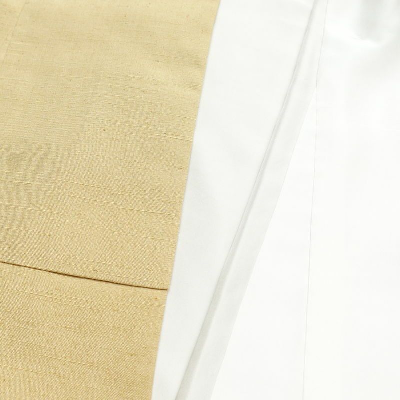 訪問着 良品 落款入り 内山晴祥 紬地 正絹 風景柄 袷仕立て 身丈161cm 裄丈64.5cm 一部しつけ糸付き ベージュ_画像18