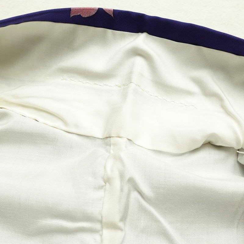 小紋 柄生かし染め 飛び柄 正絹 花柄 袷仕立て 身丈157cm 裄丈66cm 青・紺_画像18