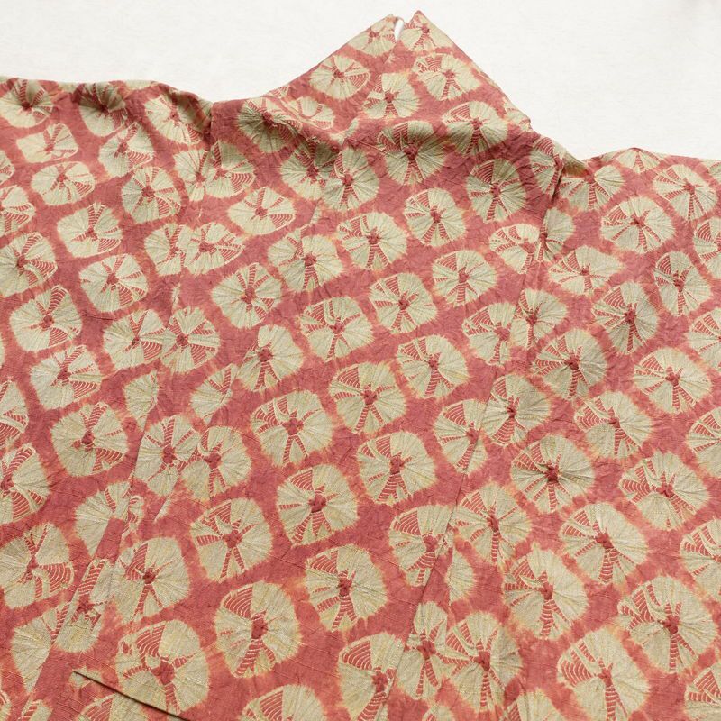 小紋 良品 絞り 正絹 古典柄 袷仕立て 身丈161.5cm 裄丈66.5cm ピンク_画像14