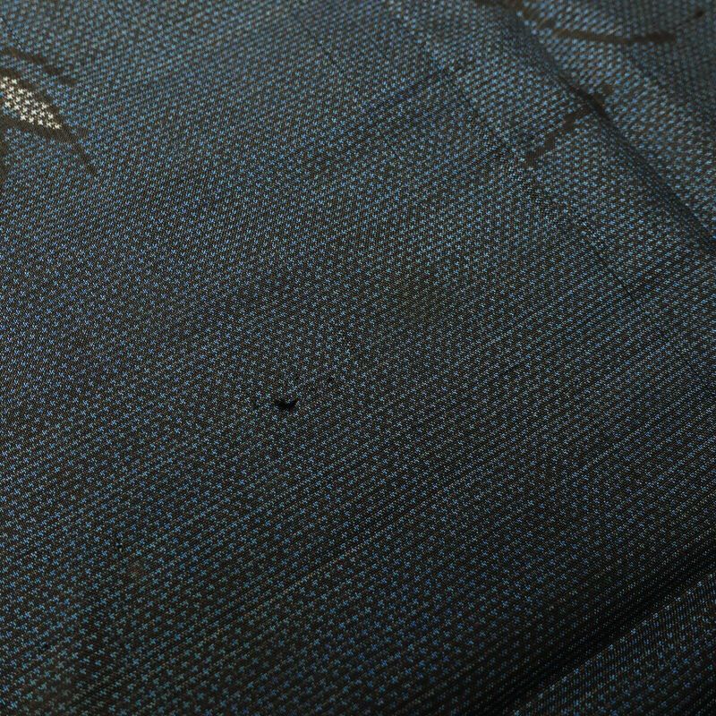 紬 しつけ糸付き 正絹 木の葉・植物柄 袷仕立て 身丈159.5cm 裄丈67cm つむぎ 青・紺_画像10