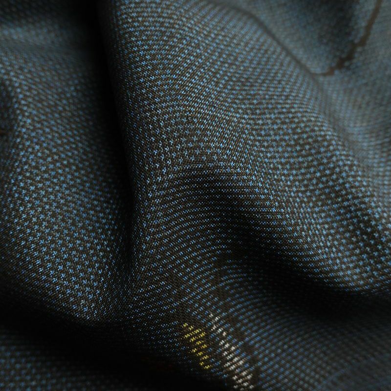 紬 しつけ糸付き 正絹 木の葉・植物柄 袷仕立て 身丈159.5cm 裄丈67cm つむぎ 青・紺_画像21