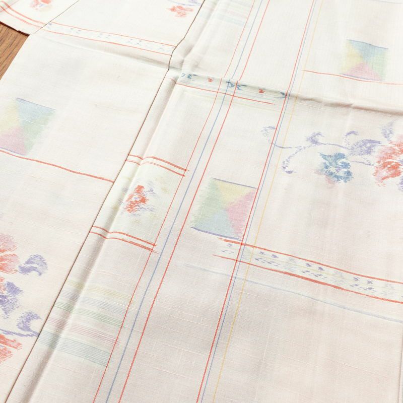 紬 しつけ糸付き 正絹 花柄 袷仕立て 身丈155.5cm 裄丈64cm ピンク_画像5