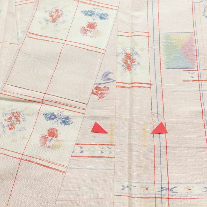 紬 しつけ糸付き 正絹 花柄 袷仕立て 身丈155.5cm 裄丈64cm ピンク_画像16