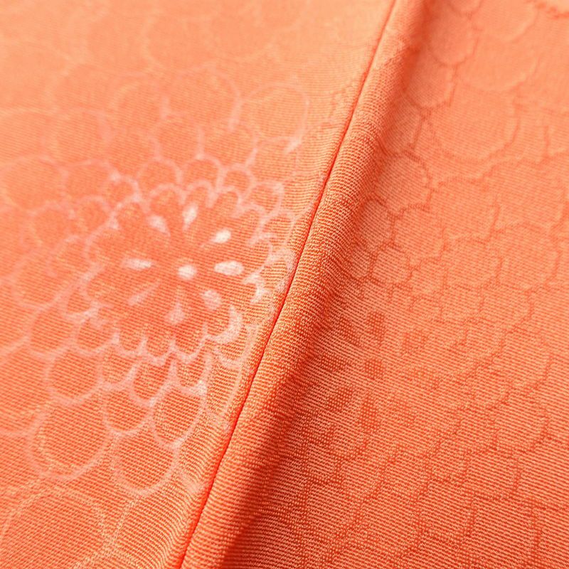 小紋 正絹 花柄 袷仕立て 身丈157cm 裄丈67cm 菊 橙_画像9