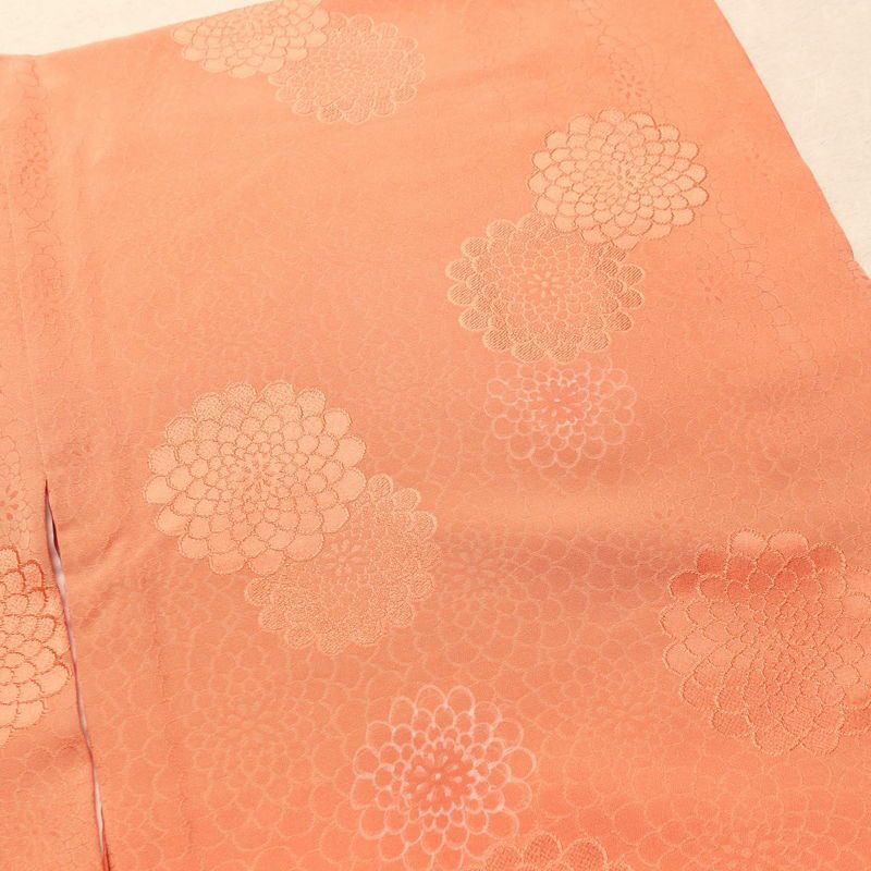 小紋 正絹 花柄 袷仕立て 身丈157cm 裄丈67cm 菊 橙_画像12