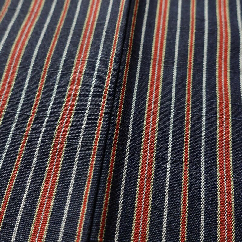 紬 正絹 縞柄・線柄 袷仕立て 身丈156cm 裄丈63.5cm つむぎ 青・紺_画像7