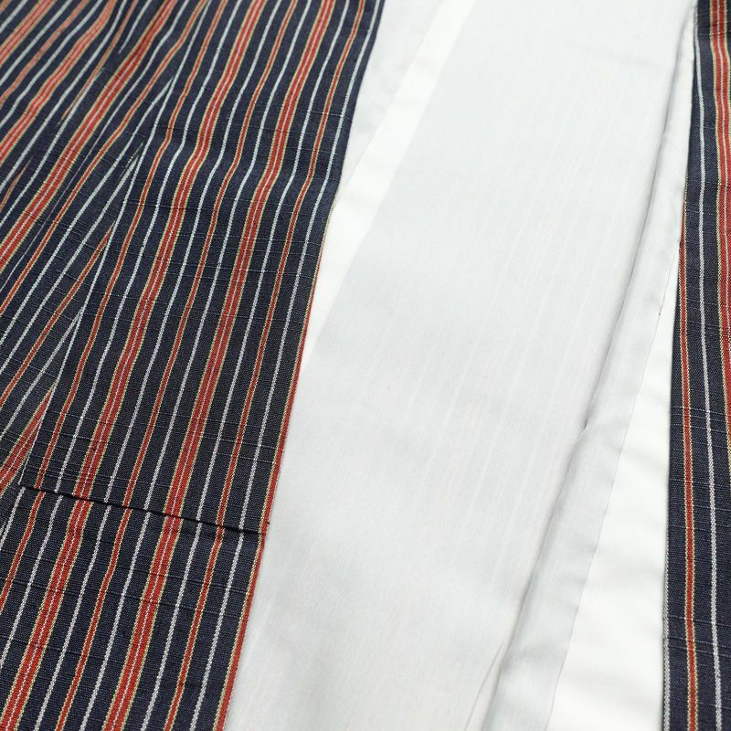 紬 正絹 縞柄・線柄 袷仕立て 身丈156cm 裄丈63.5cm つむぎ 青・紺_画像14