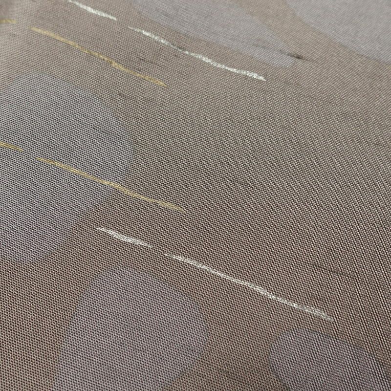 訪問着 一つ紋付き 紬地 正絹 幾何学柄・抽象柄 袷仕立て 身丈156cm 裄丈63.5cm 箔 紫・藤色_画像7