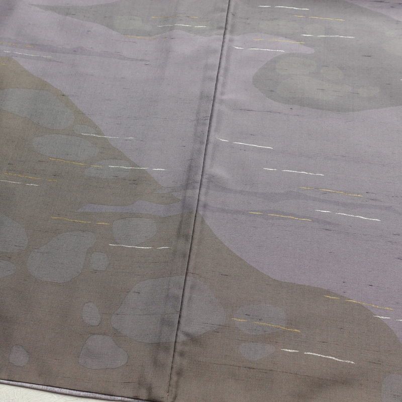 訪問着 一つ紋付き 紬地 正絹 幾何学柄・抽象柄 袷仕立て 身丈156cm 裄丈63.5cm 箔 紫・藤色_画像10