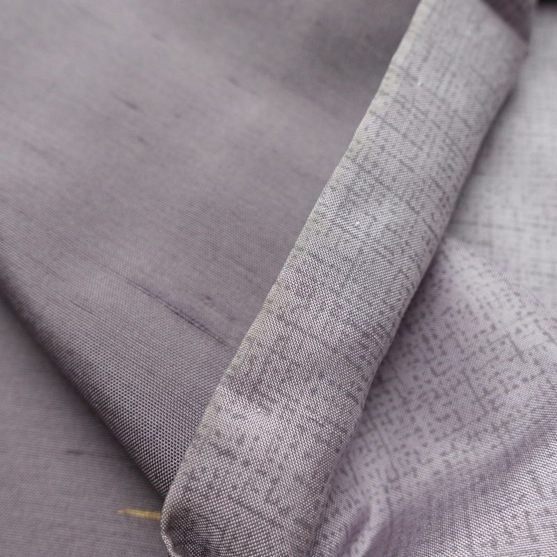 訪問着 一つ紋付き 紬地 正絹 幾何学柄・抽象柄 袷仕立て 身丈156cm 裄丈63.5cm 箔 紫・藤色_画像15