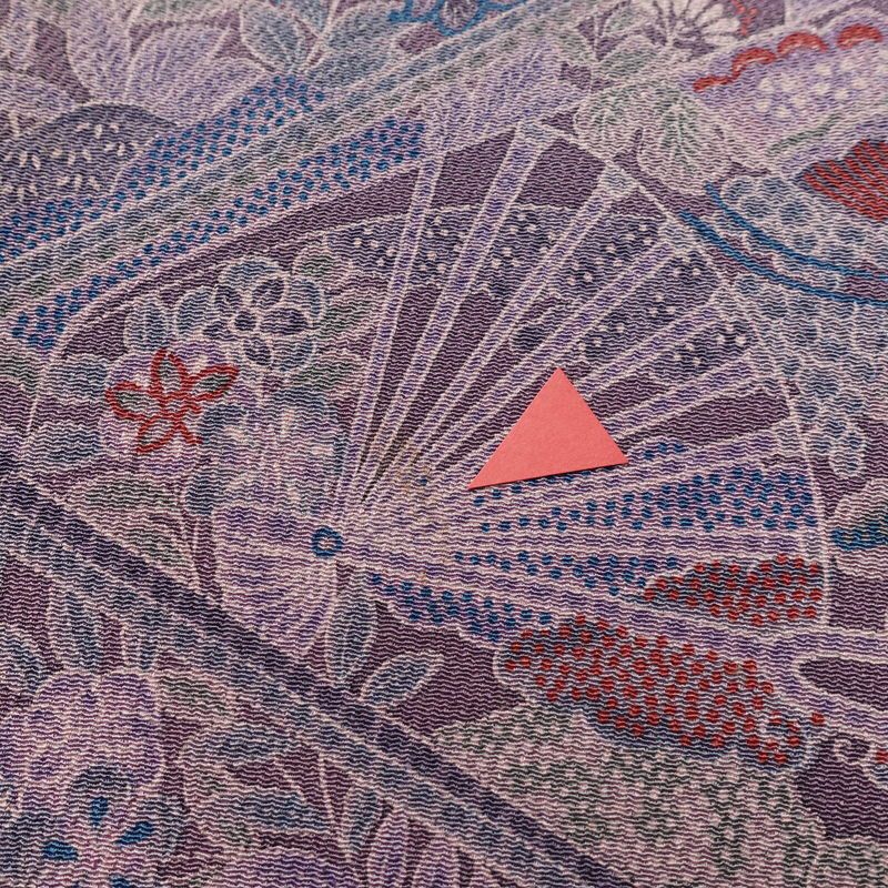 小紋 縮緬 正絹 木の葉・植物柄 袷仕立て 身丈163cm 裄丈65cm 紫・藤色_画像7