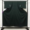 色無地 良品 しつけ糸付き 一つ紋付き 正絹 古典柄 袷仕立て 身丈155.5cm 裄丈64cm 着物 緑・うぐいす色_画像1