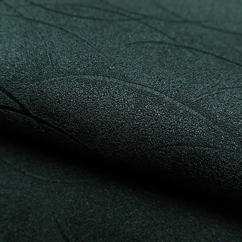 色無地 良品 しつけ糸付き 一つ紋付き 正絹 古典柄 袷仕立て 身丈155.5cm 裄丈64cm 着物 緑・うぐいす色_画像19