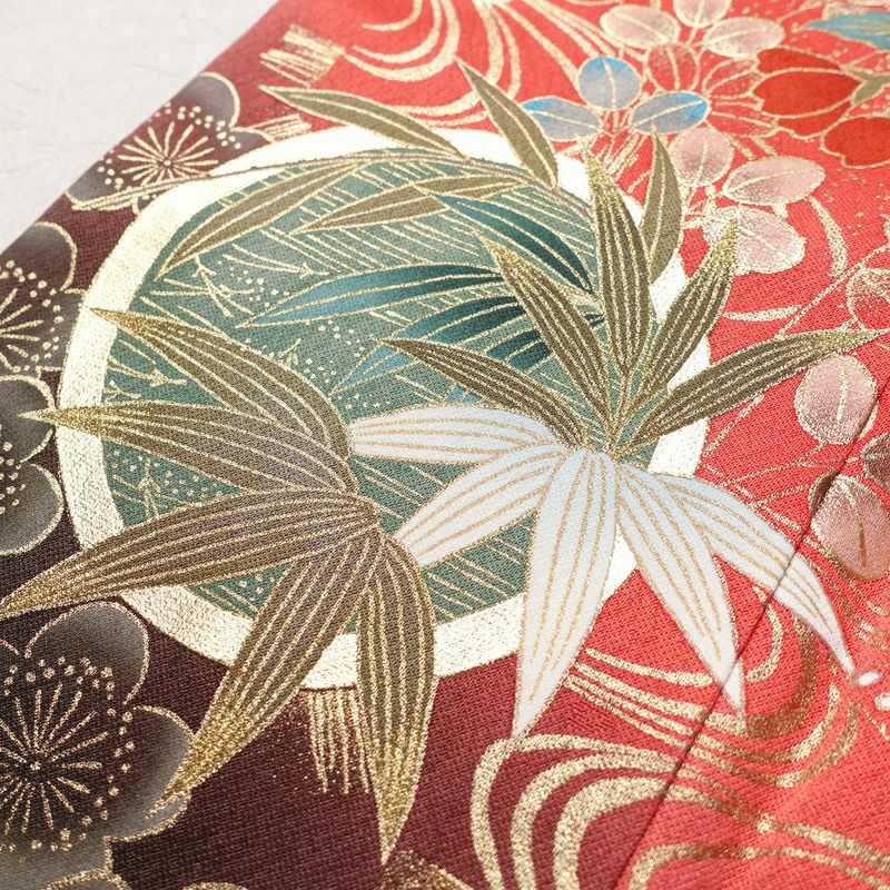 振袖 良品 金駒刺繍 正絹 古典柄 袷仕立て 身丈159.5cm 裄丈68cm 箔 金彩 フォーマル 成人式 着物 赤・朱_画像8