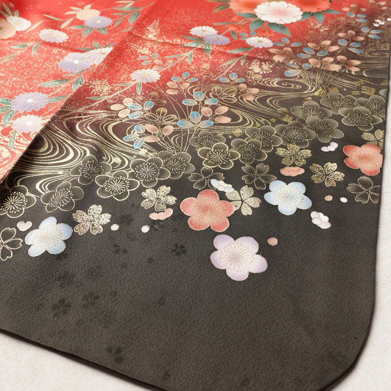 振袖 良品 金駒刺繍 正絹 古典柄 袷仕立て 身丈159.5cm 裄丈68cm 箔 金彩 フォーマル 成人式 着物 赤・朱_画像13