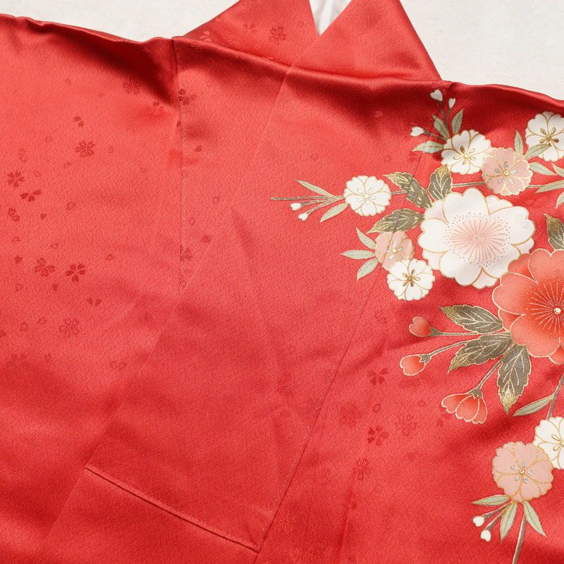 振袖 良品 金駒刺繍 正絹 古典柄 袷仕立て 身丈159.5cm 裄丈68cm 箔 金彩 フォーマル 成人式 着物 赤・朱_画像14