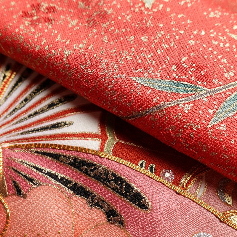振袖 良品 金駒刺繍 正絹 古典柄 袷仕立て 身丈159.5cm 裄丈68cm 箔 金彩 フォーマル 成人式 着物 赤・朱_画像19