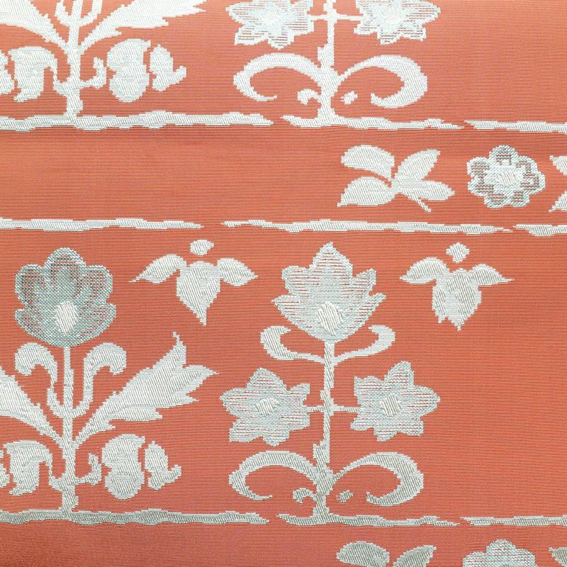 名古屋帯 全通柄 正絹 花柄 松葉仕立て ピンク_画像2