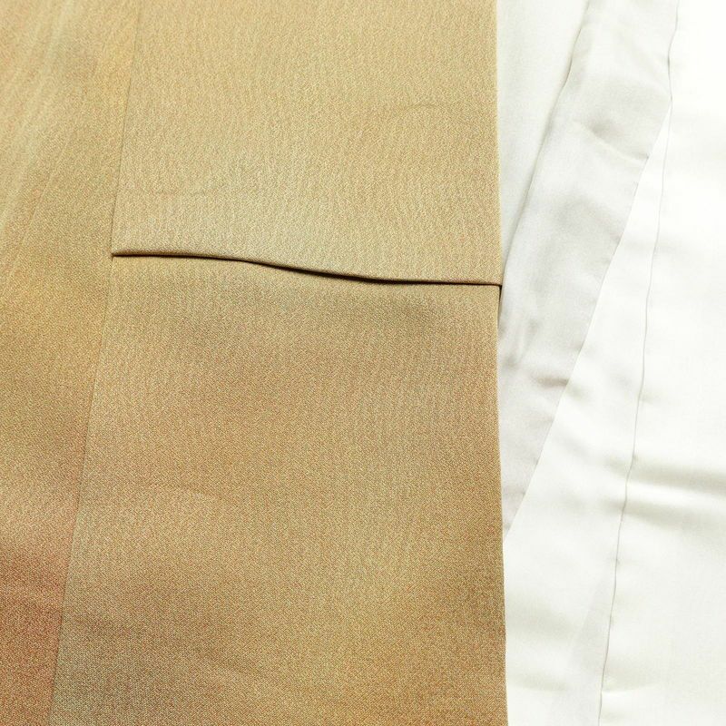 付け下げ 正絹 幾何学柄・抽象柄 袷仕立て 身丈158cm 裄丈65.5cm ぼかし 黄・黄土色_画像15