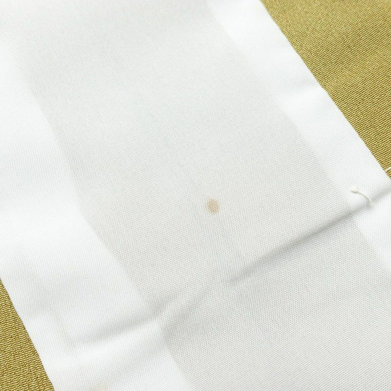 単衣 小紋 ポリエステル 古典柄 単衣仕立て 身丈161cm 裄丈66cm 一部しつけ糸付き 黄・黄土色_画像14