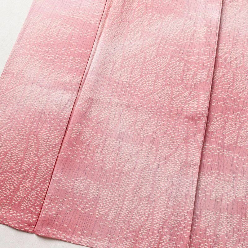 単衣 小紋 正絹 人物・動物柄 単衣仕立て 身丈156cm 裄丈63cm 一部しつけ糸付き 白鷺 優美織 ピンク_画像4