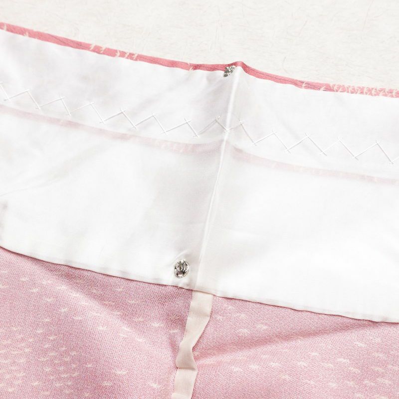 単衣 小紋 正絹 人物・動物柄 単衣仕立て 身丈156cm 裄丈63cm 一部しつけ糸付き 白鷺 優美織 ピンク_画像18