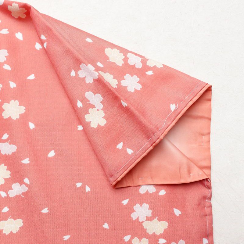 小紋 良品 RK リョウコキクチ しつけ糸付き ポリエステル 花柄 袷仕立て 身丈168cm 裄丈69cm ピンク_画像12