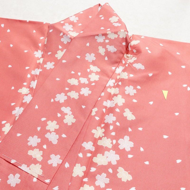 小紋 良品 RK リョウコキクチ しつけ糸付き ポリエステル 花柄 袷仕立て 身丈168cm 裄丈69cm ピンク_画像13