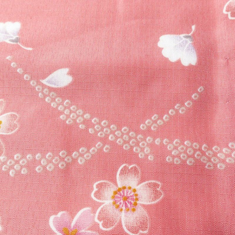 単衣 小紋 良品 RK リョウコキクチ ポリエステル 花柄 単衣仕立て 身丈169.5cm 裄丈67.5cm 一部しつけ糸付き ピンク_画像7