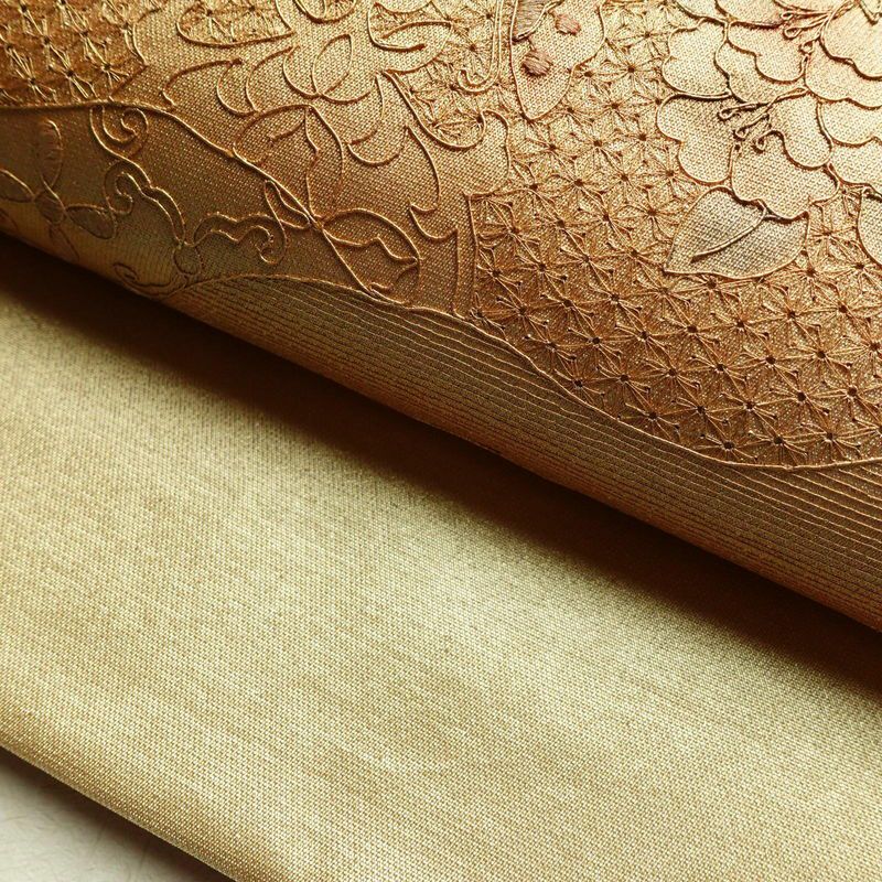袋帯 太鼓柄 良品 スワトウ刺繍 フォーマル用 正絹 木の葉・植物柄 刺繍 金・銀_画像7