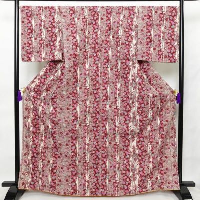 【IDN】Y-7813=江戸小紋 落款入 斎藤三才 小花文 ☆丈156 ◇美品