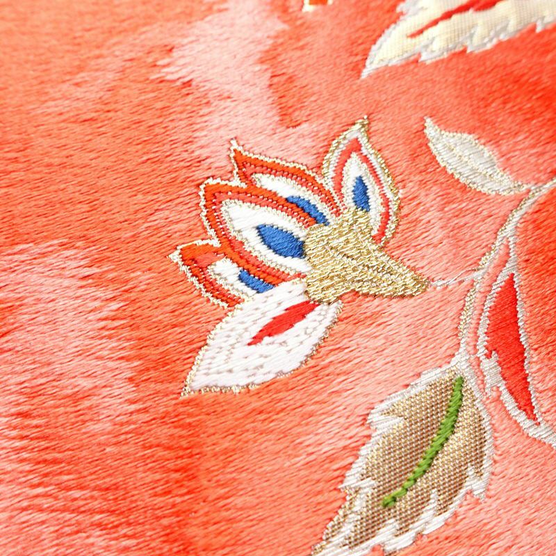 名古屋帯 太鼓柄 正絹 花柄 名古屋仕立て 刺繍 クリーム_画像5